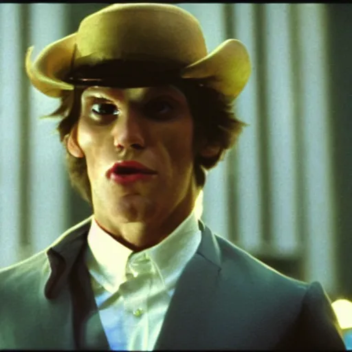 Image similar to Live Action Still of Jerma in A Clockwork Orange, real life, hyperrealistic, ultra realistic, realistic, highly detailed, epic, HD quality, 8k resolution, body and headshot, film still