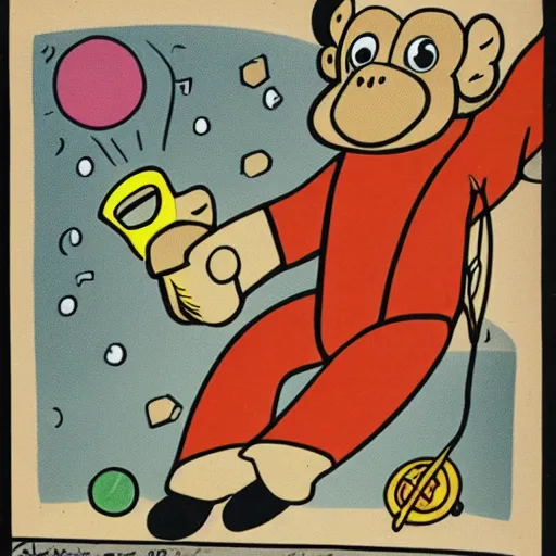 Image similar to A cartoon of a monkey in space