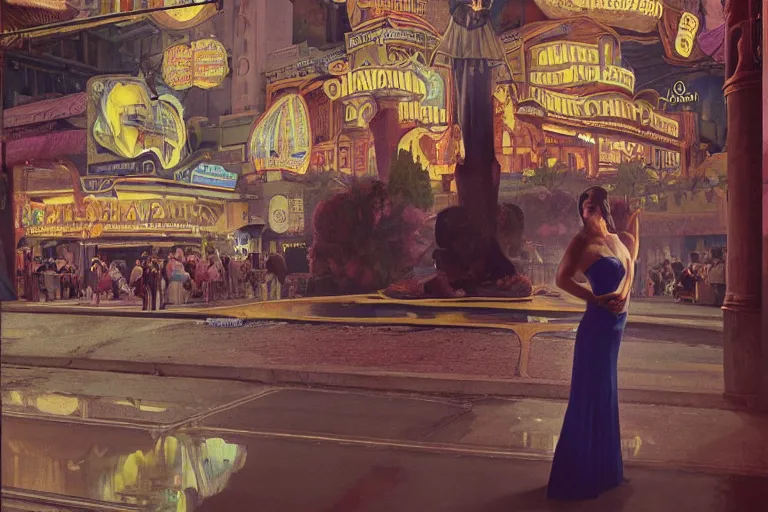 Image similar to photography of gregory crewdson, 1 9 7 6 portrait of a woman floating in the air, background is a vegas street scene, deep focus, intricate, elegant, highly detailed, artstation, concept art, matte, sharp focus, art by artgerm and greg rutkowski and alphonse mucha