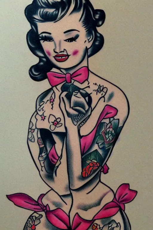 Image similar to pinup girl tattoo by Ryan Ashley