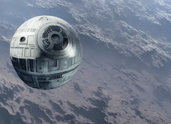 Image similar to film still of the death star hovering above the entire earth in the new star wars movie, 4 k