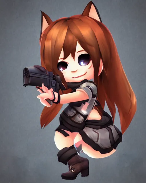 Image similar to female furry mini cute style, highly detailed, rendered, ray - tracing, cgi animated, 3 d demo reel avatar, style of maple story, maple story gun girl, fox from league of legends chibi, soft shade, soft lighting