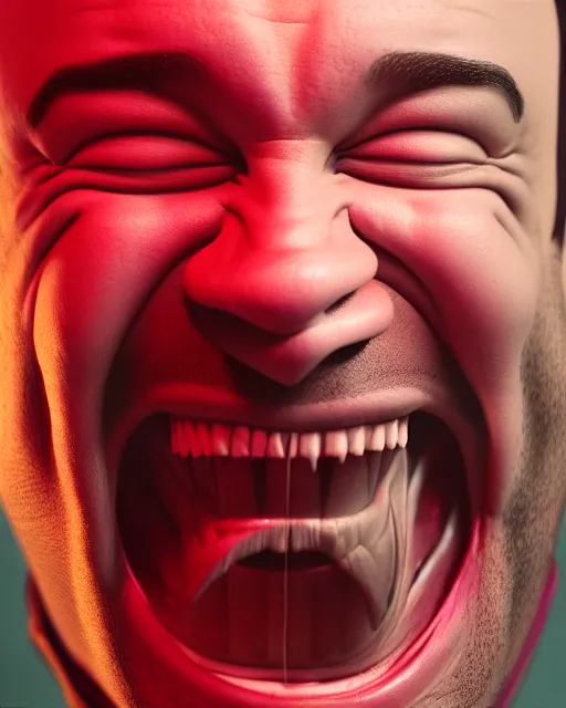 Image similar to a biomorphic portrait of dave matthews laughing, 4 k, octane high quality render