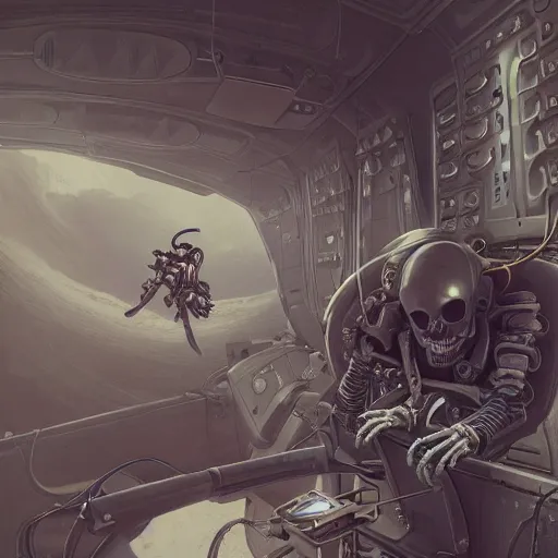 Prompt: hyperrealistic photography of a machine entering a beautiful skeleton astronaut host in the style of jin kagetsu, james jean and wlop, highly detailed, sharp focus, intricate concept art, digital painting, ambient lighting, 4 k, artstation