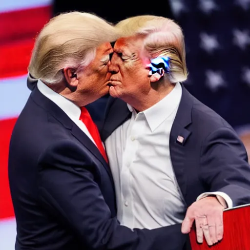 Image similar to joe biden kissing donald trump, photograph