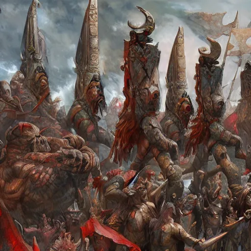 Prompt: giant statues of warriors with hand out in greeting by Marc Simonetti, fantasy art