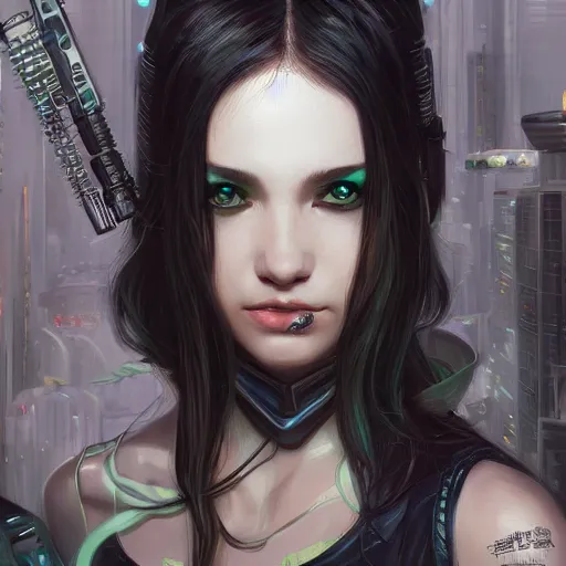 Image similar to teen elf, cyberpunk, knife, black hair, gorgeous, amazing, elegant, intricate, highly detailed, digital painting, artstation, concept art, sharp focus, illustration, art by ross tran