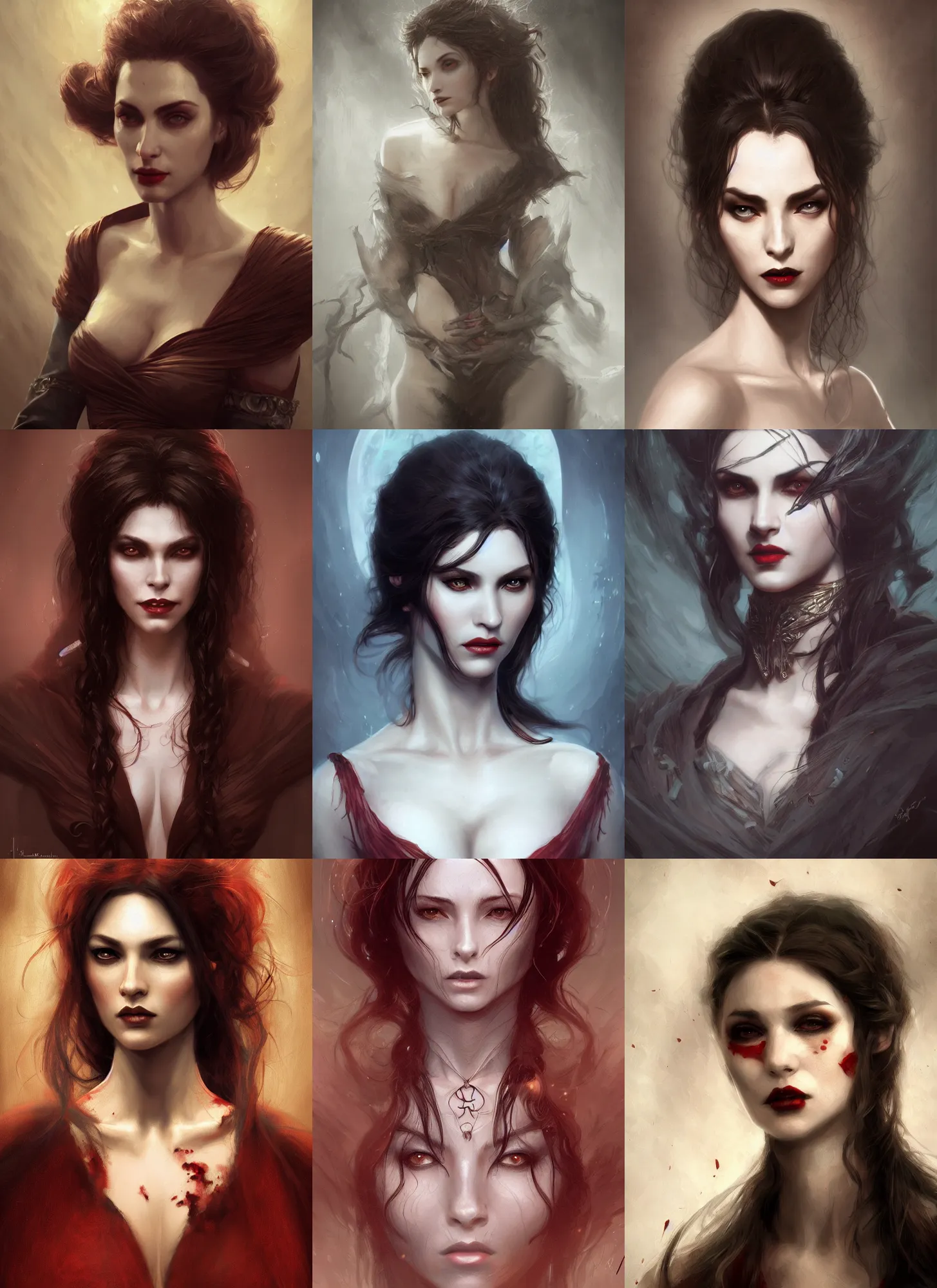 Prompt: portrait vampire woman, intricate, elegant, highly detailed, digital painting, artstation, concept art, smooth, sharp focus, illustration, daren bader, aleksi briclot, rutkowski, bouguereau