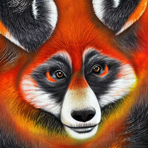 Image similar to close up, a fox, a panda, a chimpanzee, a skull, smoke, psychedelic art, digital art, 8 k