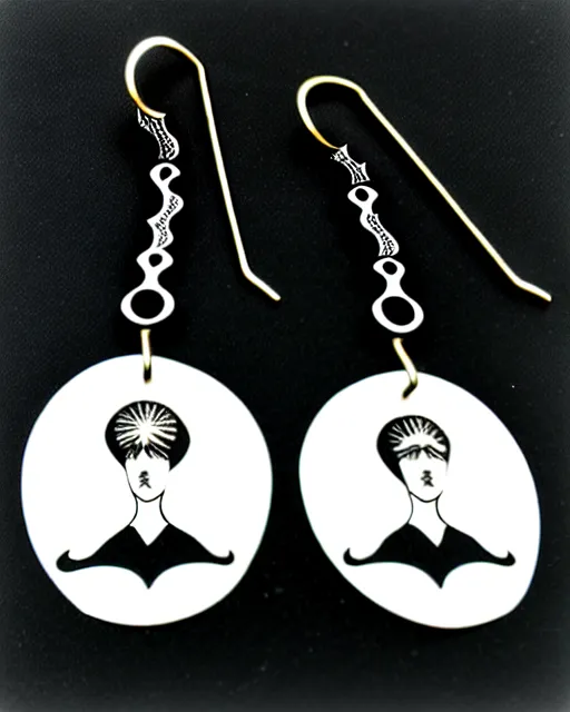 Image similar to aubrey beardsley, the climax, 2 d lasercut earrings,