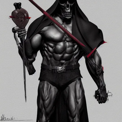 Image similar to Grim Reaper, muscled, Pride, artstation