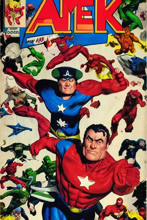 Image similar to comic book cover art. captain milk by alex ross