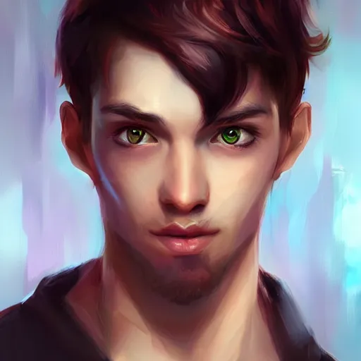 Image similar to A beautiful portrait of young man, digital art by Ross Tran