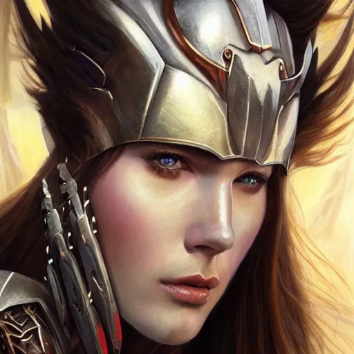 Image similar to angelawhite as a realistic fantasy knight, closeup portrait art by donato giancola and greg rutkowski, digital art, trending on artstation, symmetry!!