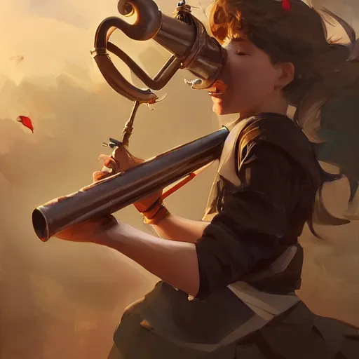 Image similar to an inllustration of a blowing horn by stanley artgerm lau, wlop, rossdraws, james jean, andrei riabovitchev, marc simonetti, and sakimichan, trending on artstation