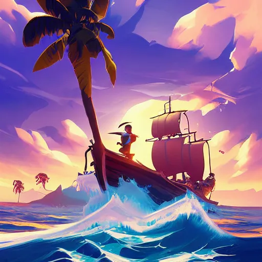 Image similar to painting treasure on sea of thieves game smooth median photoshop filter cutout vector, behance hd by jesper ejsing, by rhads, makoto shinkai and lois van baarle, ilya kuvshinov, rossdraws global illumination