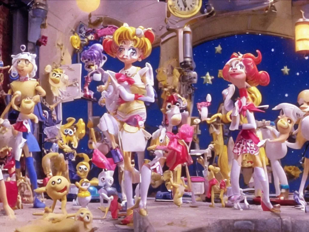 Image similar to Sailor Moon in Wallace and Gromit, the panic scene in sheer terror desperation