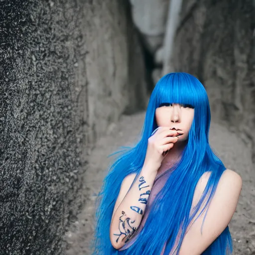 Prompt: rimuru tempest, young man blue hair, canon eos r 3, f / 1. 4, iso 2 0 0, 1 / 1 6 0 s, 8 k, raw, unedited, symmetrical balance, in - frame