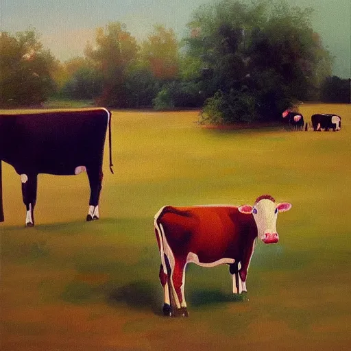 Prompt: “a cow in heaven oil panting”