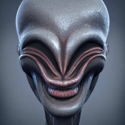 Image similar to an alien face, octane render, hyper realistic, 8k resolution