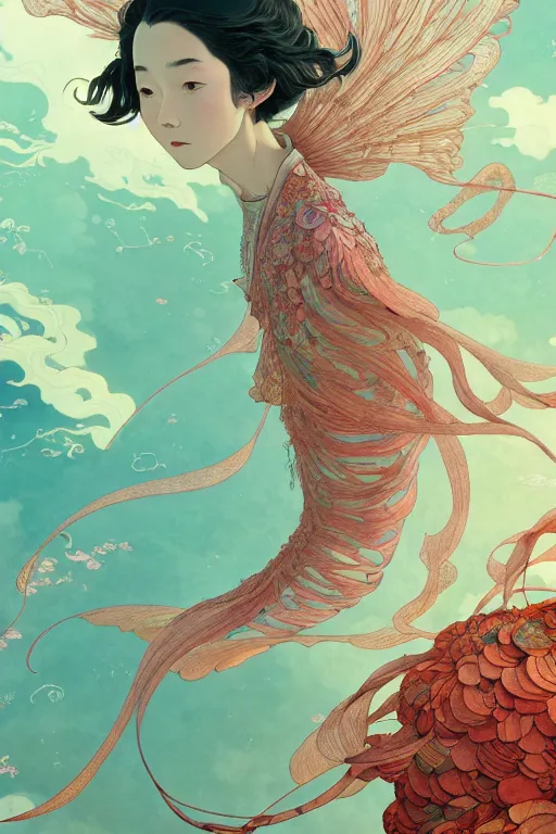 Image similar to a beautiful exquisite delicate hyperdetailed character design 4 k wallpaper illustration of a huge reddish phoenix, victo ngai style, from china, style of studio ghibli, makoto shinkai, raphael lacoste, louis comfort tiffany, denoise, deblurring, artgerm, xision, james jean, ross tran, chinese style