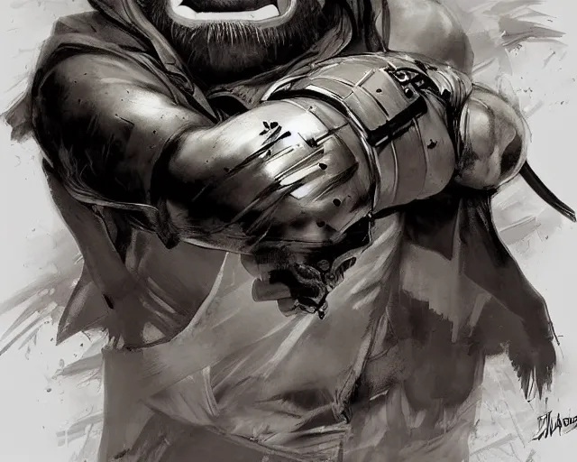 Image similar to portrait of doctor ivo robotnik as street fighter character, detailed face, dark fantasy art, fantasy, pretty, hd shot, digital portrait, beautiful, artstation, comic style, by artgerm, guy denning, jakub rozalski, magali villeneuve, neoartcore and charlie bowater