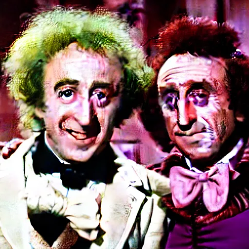 Image similar to photo portrait of gene wilder as willy wonka with an oompa loompa