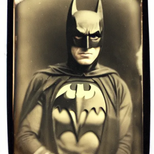 Prompt: Batman tintype photo