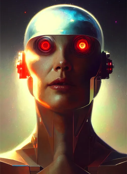 Image similar to a portrait of cyborg transcendence, surrealism, surrealist conceptual art, realist, digital painting, aesthetics, soft, sharp focus, vintage, artstation hd, by greg rutkowski, bruce pennington, valentina remenar and asher duran