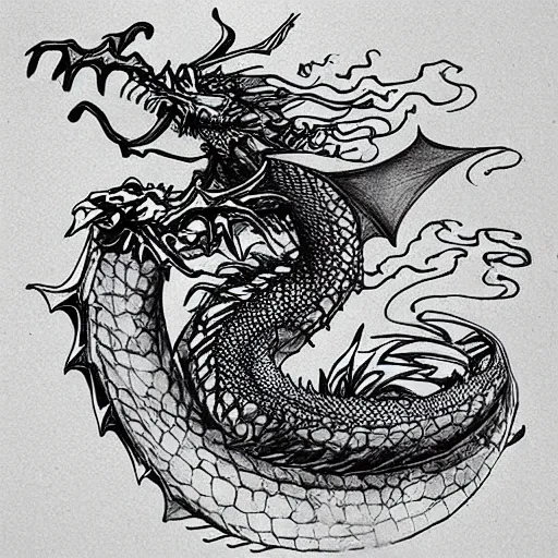 Image similar to “fire breathing dragon, Architectural Drawing”