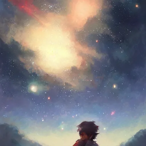 Image similar to sky full of galaxies by krenz cushart