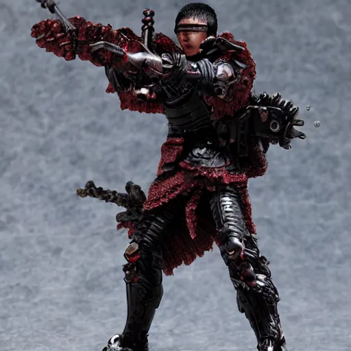 Image similar to sci-fi soldier tactical berserk Kentaro Miura very detailed red eyes