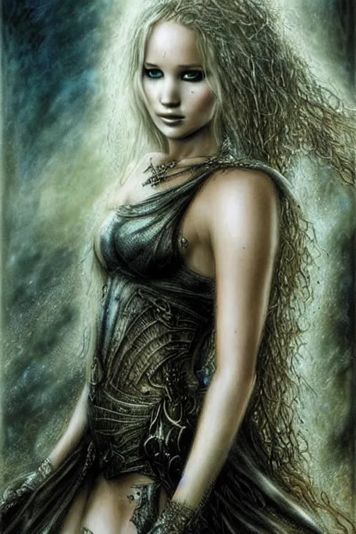 Image similar to jennifer lawrence as a fantasy princess, by luis royo, heavy metal, fantasy, gothic, fantasy character art,