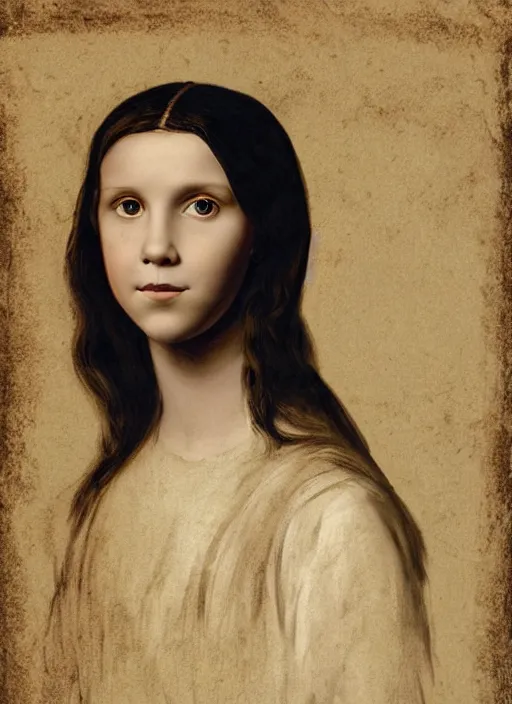 Prompt: Portrait of Millie Bobby Brown by Leonardo Da Vinci