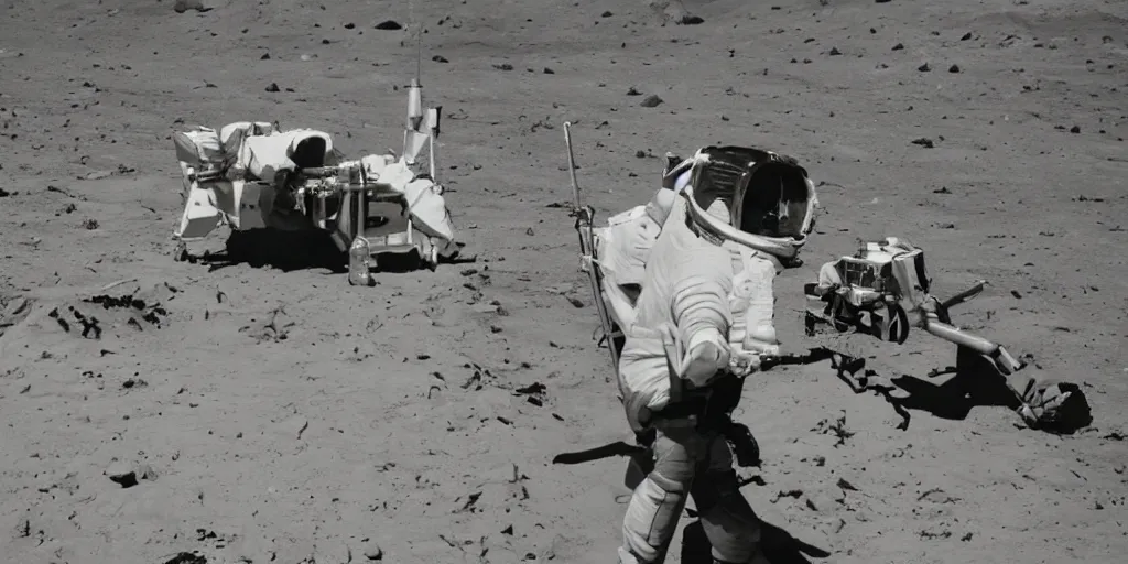 Prompt: A space engineer on the moon