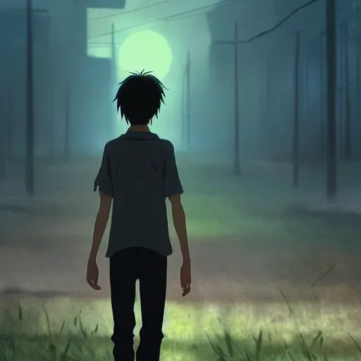 Prompt: hd makoto shinkai movie having a horror landscape