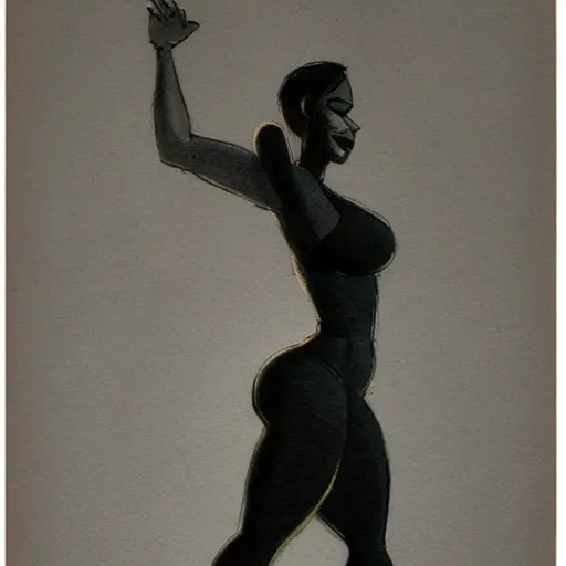 Image similar to milt kahl sketch of thick cuban girl wearing black yoga pants