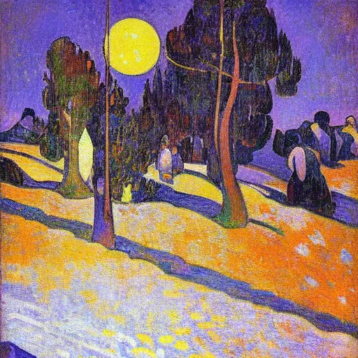 Image similar to light through the snow expressive art by gaugin