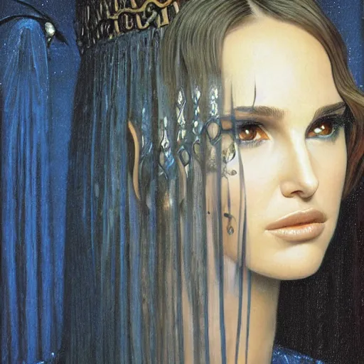 Image similar to portrait of teen natalie portman as a goddess, by gerald brom