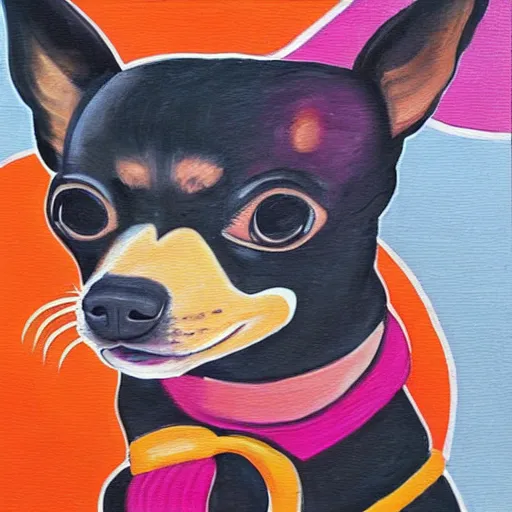 Prompt: abstract painting of a Chihuahua and taco bell