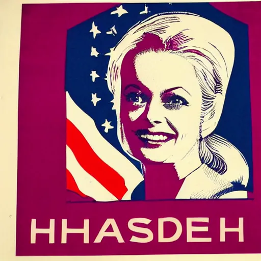 Image similar to heather graham presidential campaign poster, 1968, block print