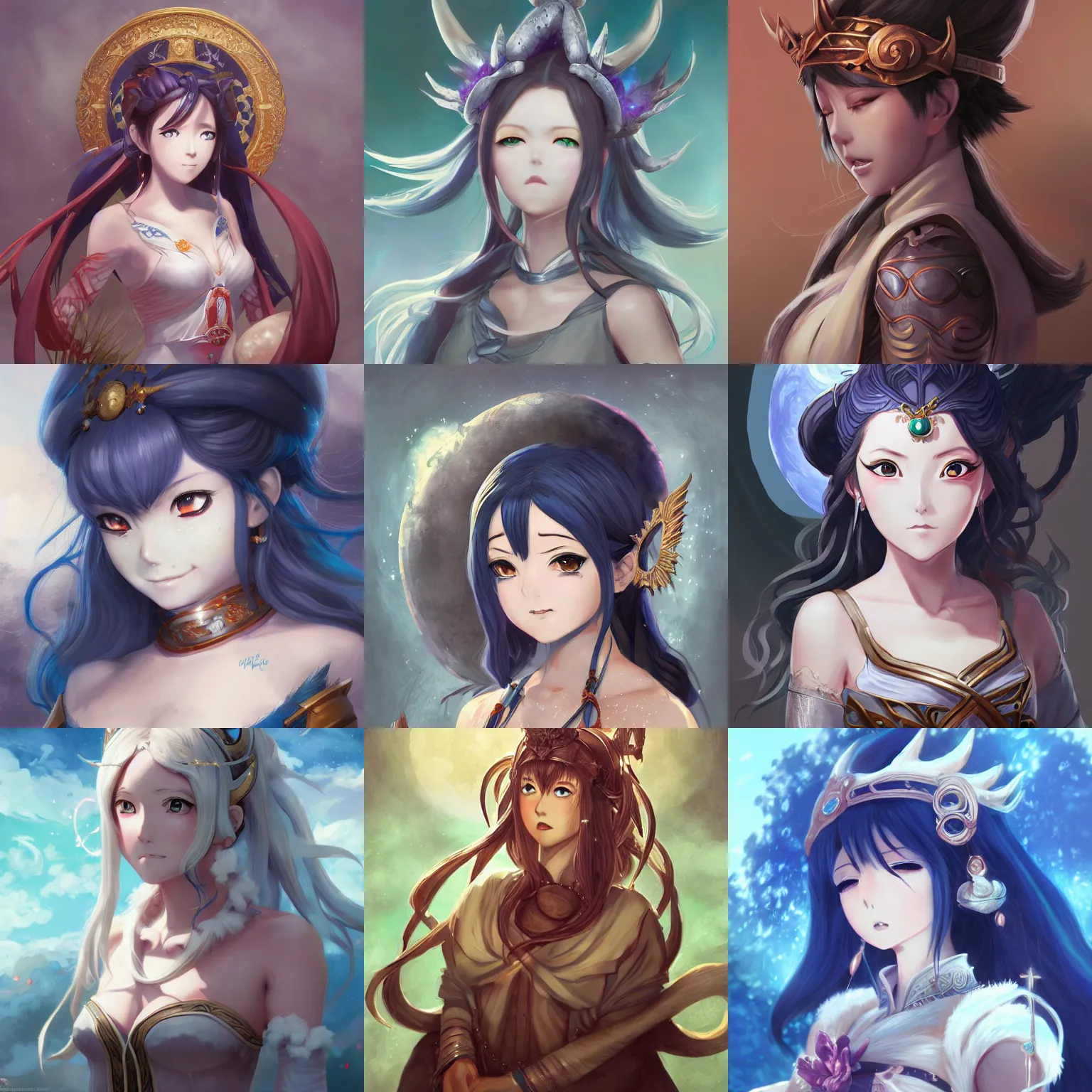 Image similar to An anime portrait of Ssunbiki as a moon goddess from Skyrim, by Stanley Artgerm Lau, WLOP, Rossdraws, James Jean, Andrei Riabovitchev, Marc Simonetti, and Sakimichan, trending on artstation