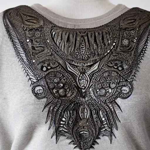 Image similar to chest plate amor, intricate design, inspired by a trilobite