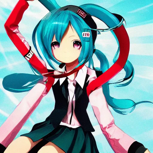 Image similar to hatsune miku running for president, political poster, anime style, pixiv