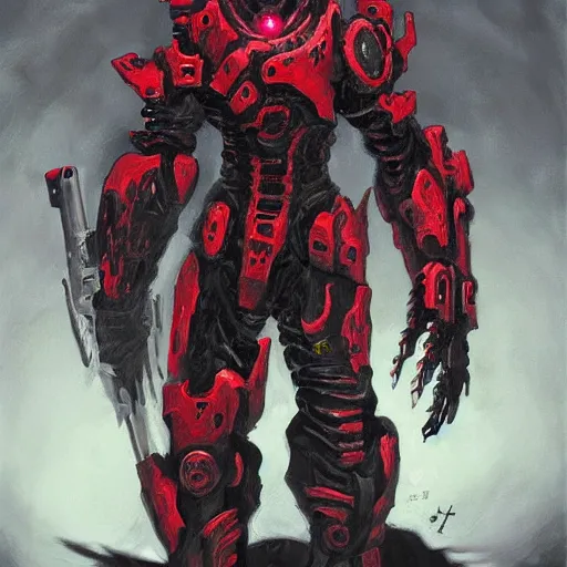 Image similar to doom slayer, painted by tsutomu nihei, painted by stanley lau