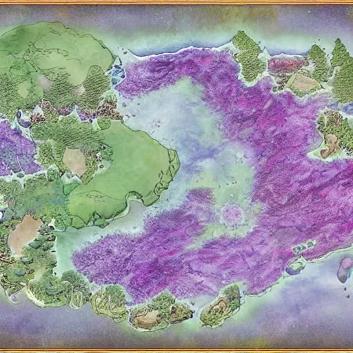 Prompt: a fantasy continent shaped like a spring