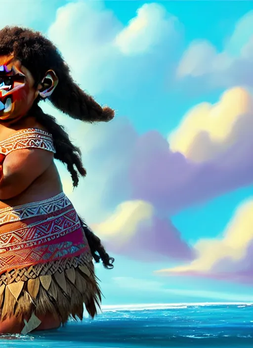 Image similar to moana, soft natural light, intricate, key visual, conceptart, ambient lighting, highly detailed, digital painting, artstation, sharp focus, ghibli, award winning