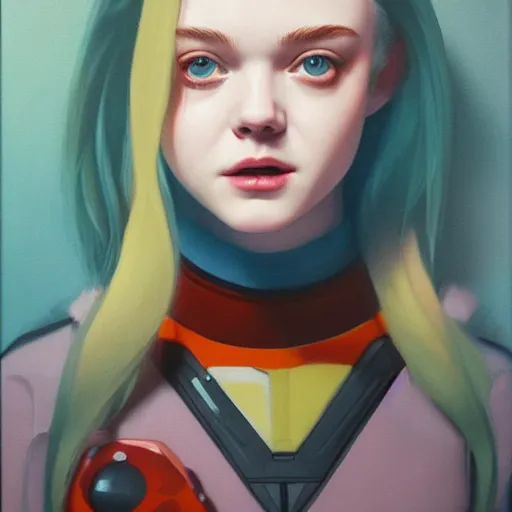 Prompt: Elle Fanning in The Mandalorian picture by Sachin Teng, asymmetrical, dark vibes, Realistic Painting , Organic painting, Matte Painting, geometric shapes, hard edges, graffiti, street art:2 by Sachin Teng:4