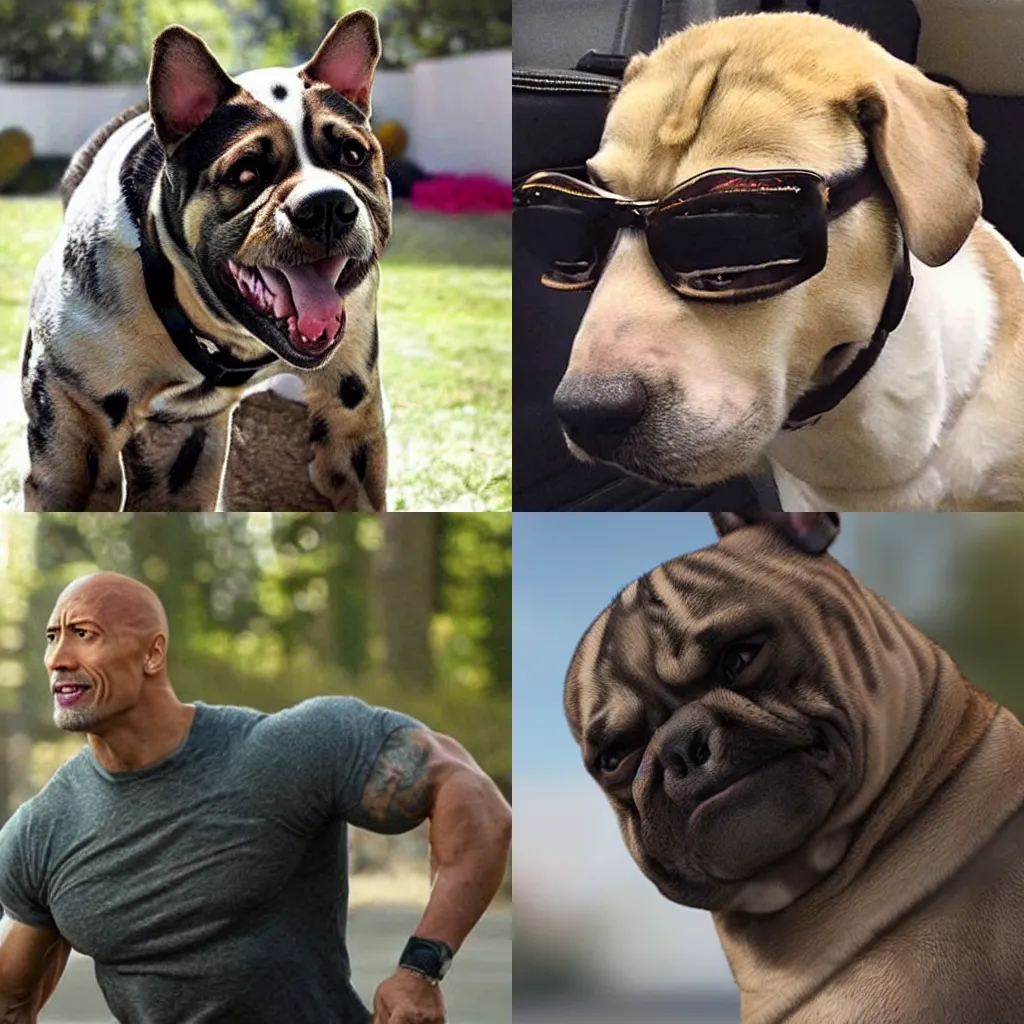 Image similar to Dwayne Johnson as a dog