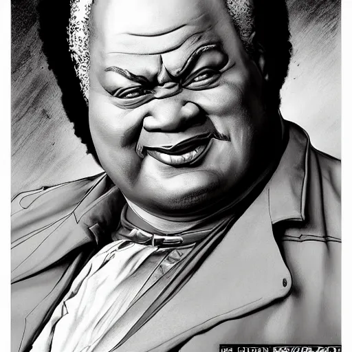 Prompt: photoreal portrait of a powerful black man as baron harkonnen, by norman rockwell and boris vallejo, artstation, concept character art